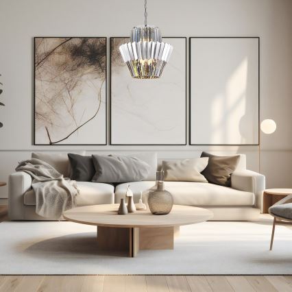 Lustra ar ķēdi DONNA 9xE14/40W/230V d. 45 cm matēts hroms