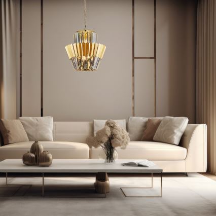 Lustra ar ķēdi DONNA 9xE14/40W/230V d. 45 cm zelta