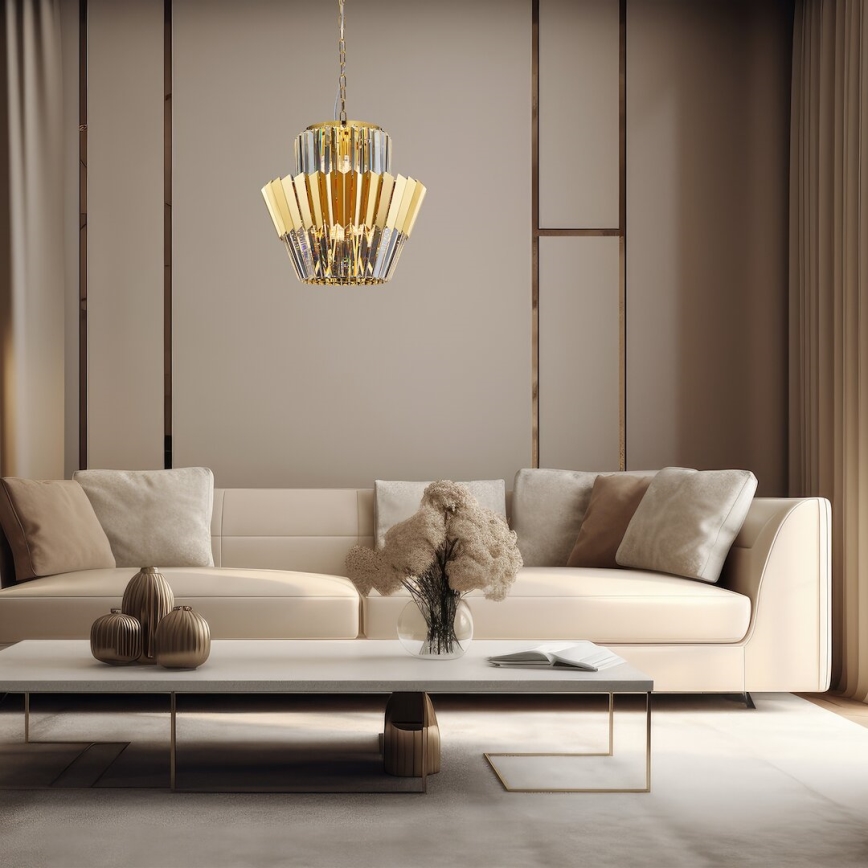 Lustra ar ķēdi DONNA 9xE14/40W/230V d. 45 cm zelta