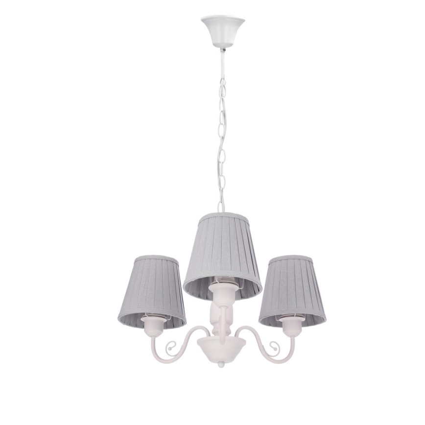 Lustra ar ķēdi FIREZ 3xE27/40W/230V balta/pelēka
