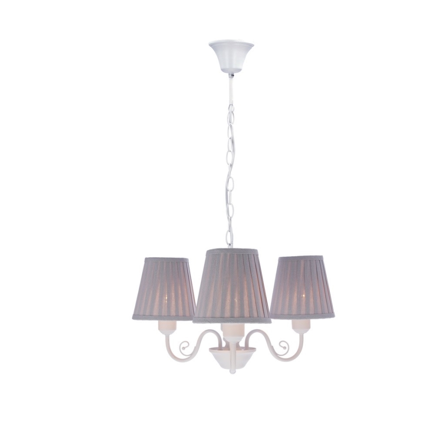 Lustra ar ķēdi FIREZ 3xE27/40W/230V balta/pelēka