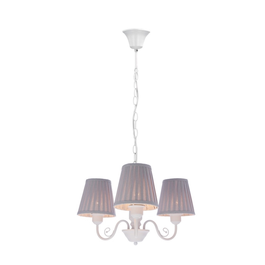 Lustra ar ķēdi FIREZ 3xE27/40W/230V balta/pelēka
