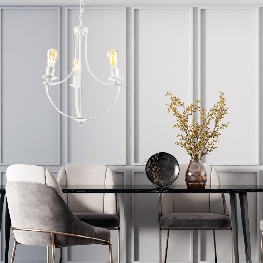 Lustra ar ķēdi GINA 3xE27/60W/230V balta