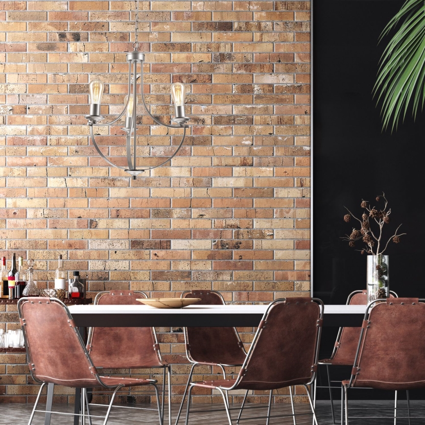 Lustra ar ķēdi GINA 3xE27/60W/230V matēts hroms