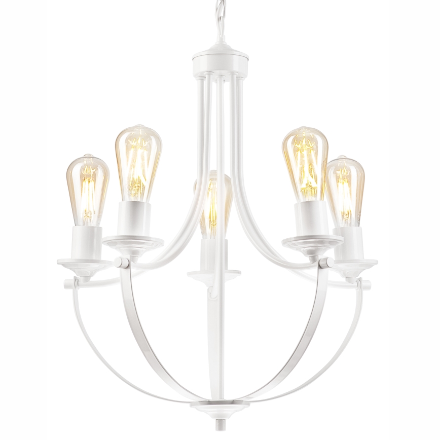 Lustra ar ķēdi GINA 5xE27/60W/230V balta