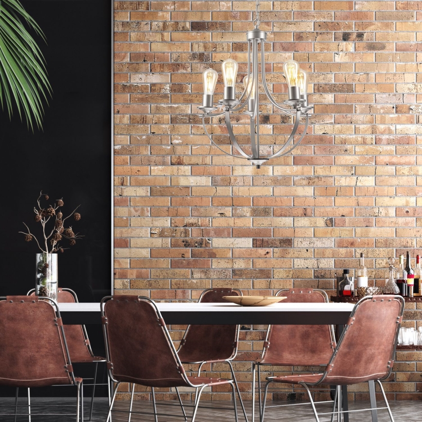 Lustra ar ķēdi GINA 5xE27/60W/230V matēts hroms