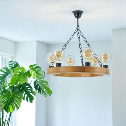 Lustra ar ķēdi IOS 6xE27/60W/230V d. 50 cm dižskābardis - FSC sertificēts