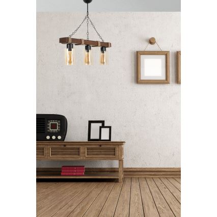 Lustra ar ķēdi JASMIN 3xE27/40W/230V brūna/bēša