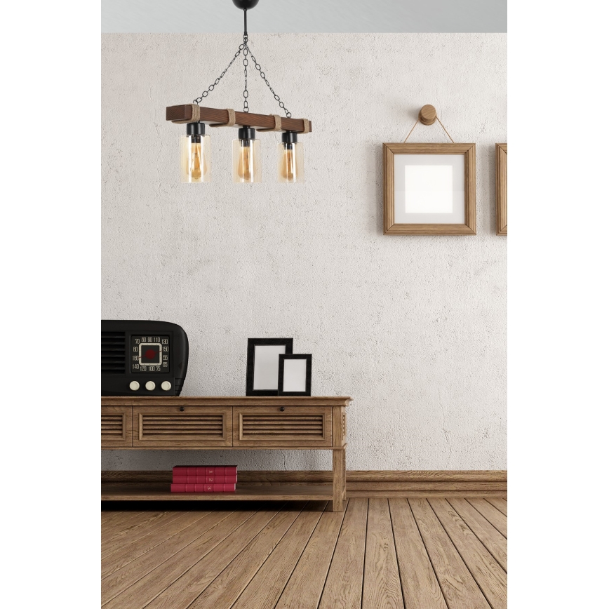 Lustra ar ķēdi JASMIN 3xE27/40W/230V brūna/bēša