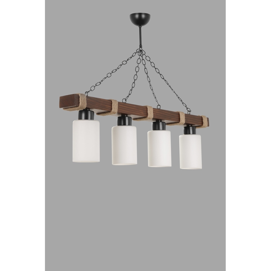 Lustra ar ķēdi JASMIN 4xE27/40W/230V brūna/balta