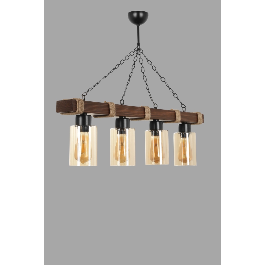 Lustra ar ķēdi JASMIN 4xE27/40W/230V brūna/bēša