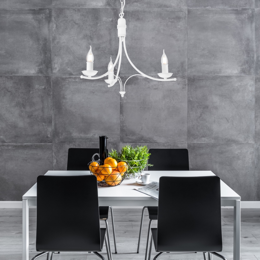 Lustra ar ķēdi LUCY 3xE14/60W/230V balta