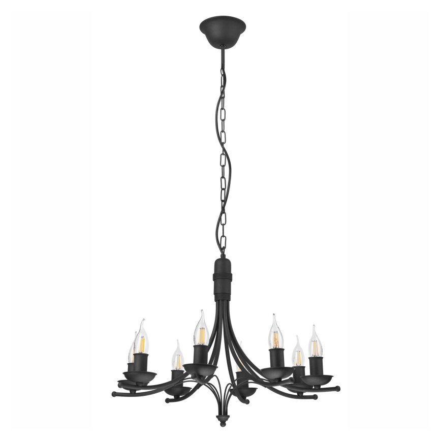 Lustra ar ķēdi LUCY 8xE14/60W/230V melna