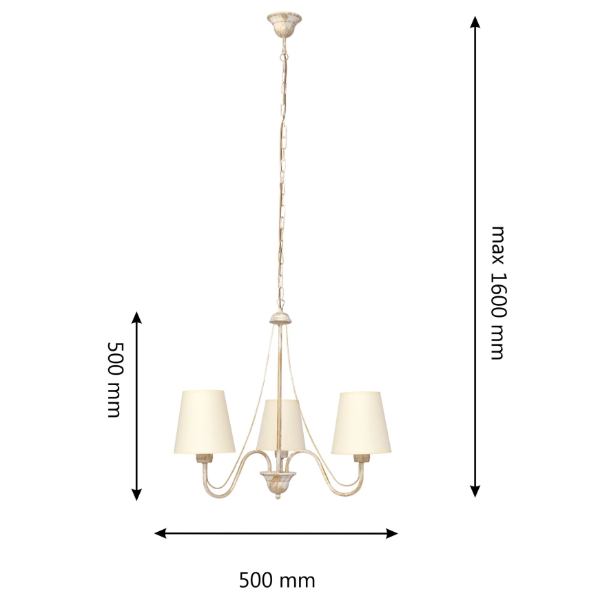 Lustra ar ķēdi MALBO 3xE27/15W/230V bēša