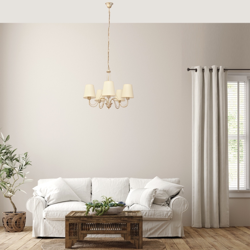 Lustra ar ķēdi MALBO 5xE27/15W/230V bēša