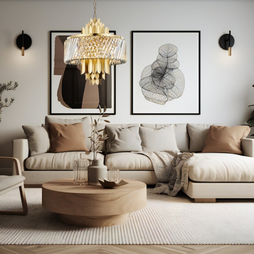 Lustra ar ķēdi MARGOT 9xE14/40W/230V d. 55 cm zelta