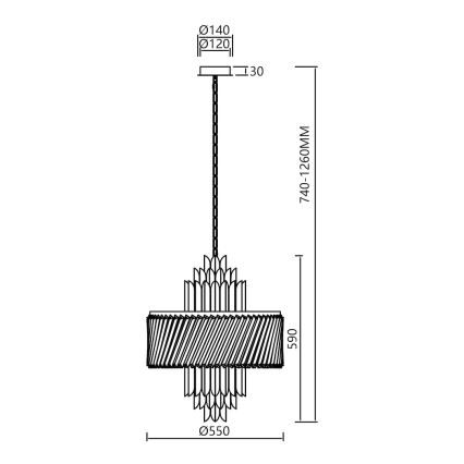 Lustra ar ķēdi MARGOT 9xE14/40W/230V d. 55 cm zelta