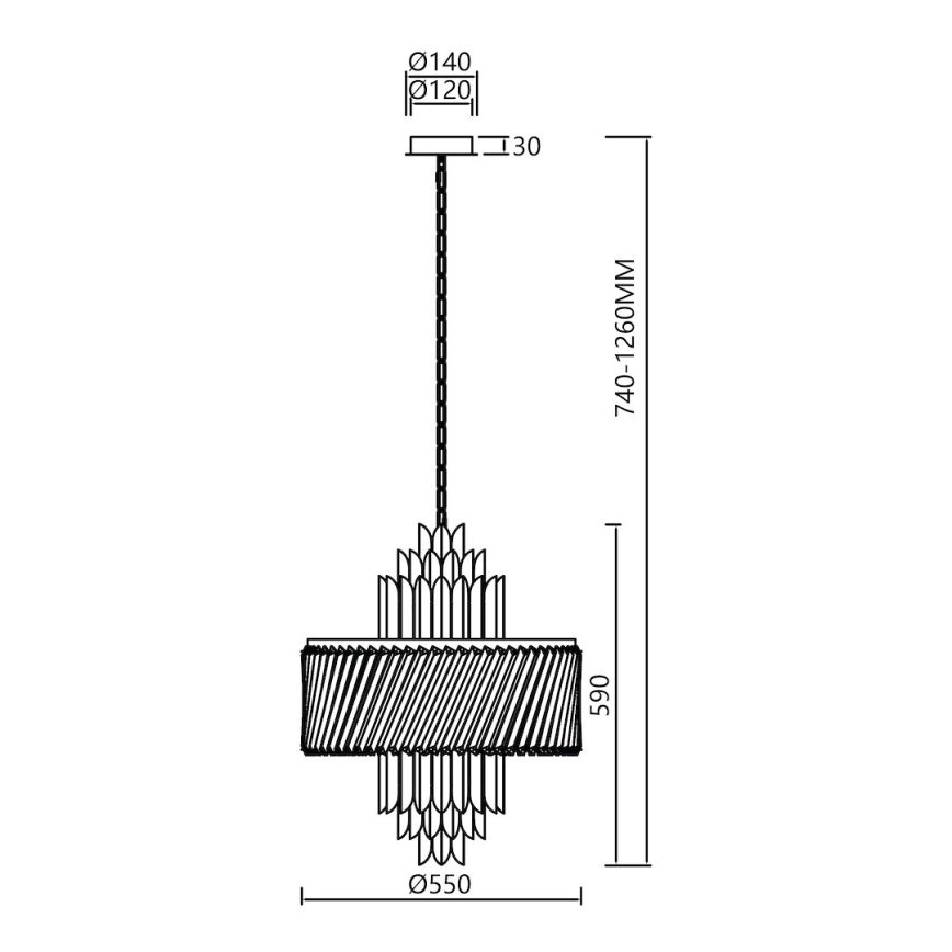 Lustra ar ķēdi MARGOT 9xE14/40W/230V d. 55 cm zelta