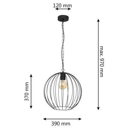 Lustra ar ķēdi MERCURE 1xE27/15W/230V melna