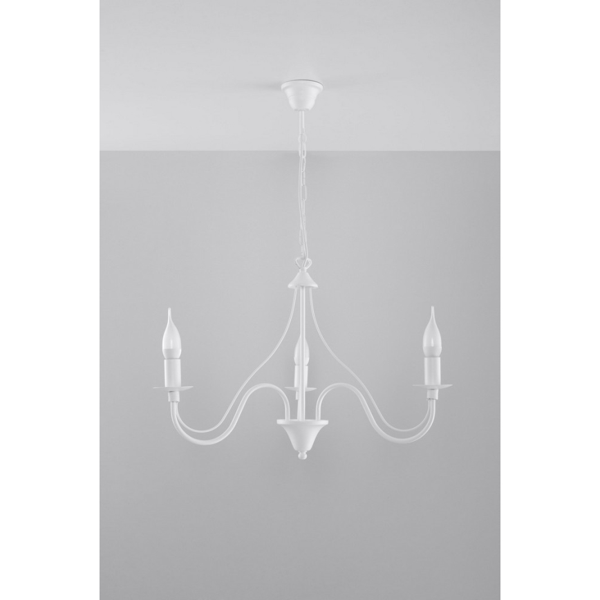 Lustra ar ķēdi MINERWA 3 3xE14/40W/230V balts