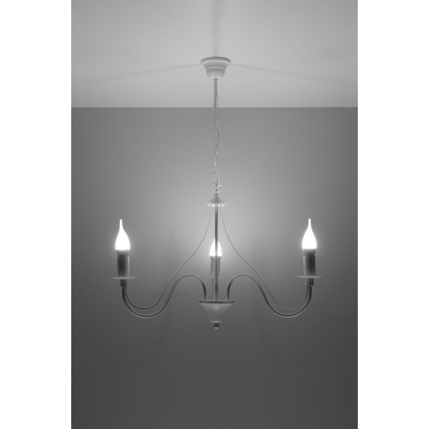 Lustra ar ķēdi MINERWA 3 3xE14/40W/230V balts