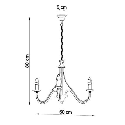 Lustra ar ķēdi MINERWA 3 3xE14/40W/230V balts