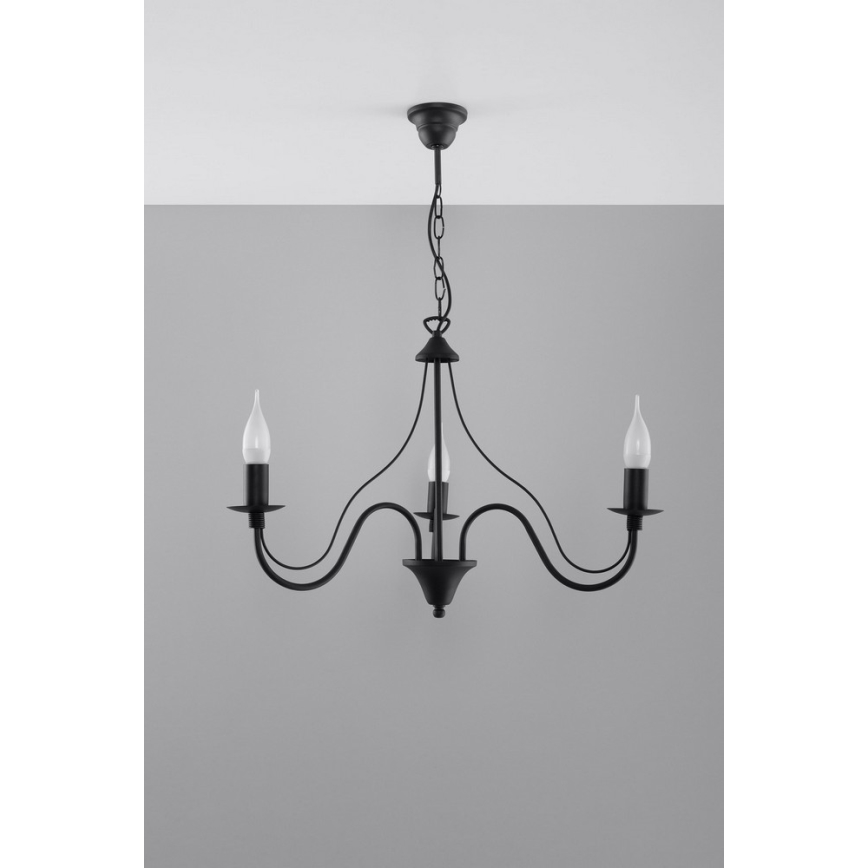 Lustra ar ķēdi MINERWA 3 3xE14/40W/230V melns