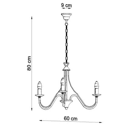 Lustra ar ķēdi MINERWA 3 3xE14/40W/230V melns