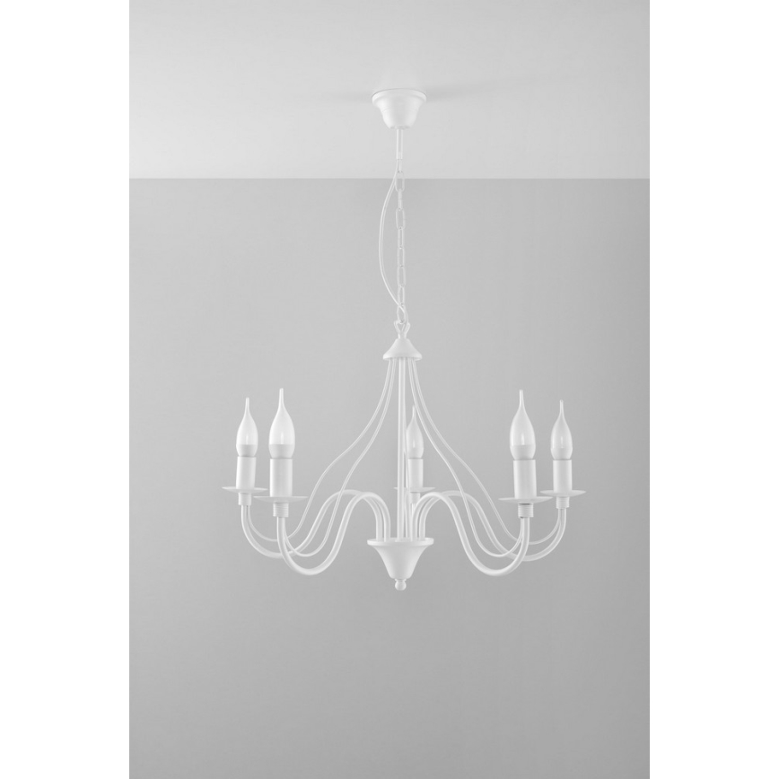 Lustra ar ķēdi MINERWA 5 5xE14/40W/230V balts