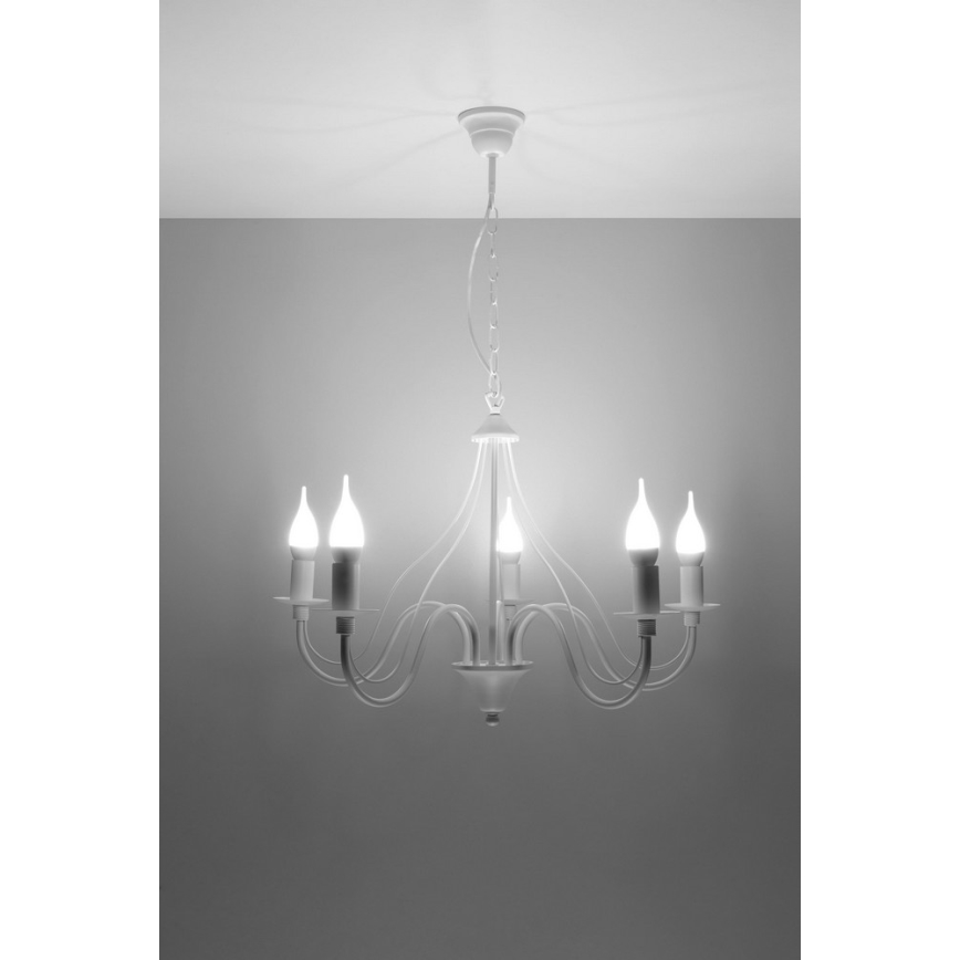 Lustra ar ķēdi MINERWA 5 5xE14/40W/230V balts