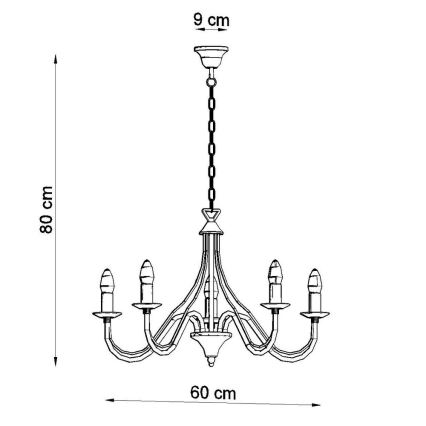 Lustra ar ķēdi MINERWA 5 5xE14/40W/230V balts