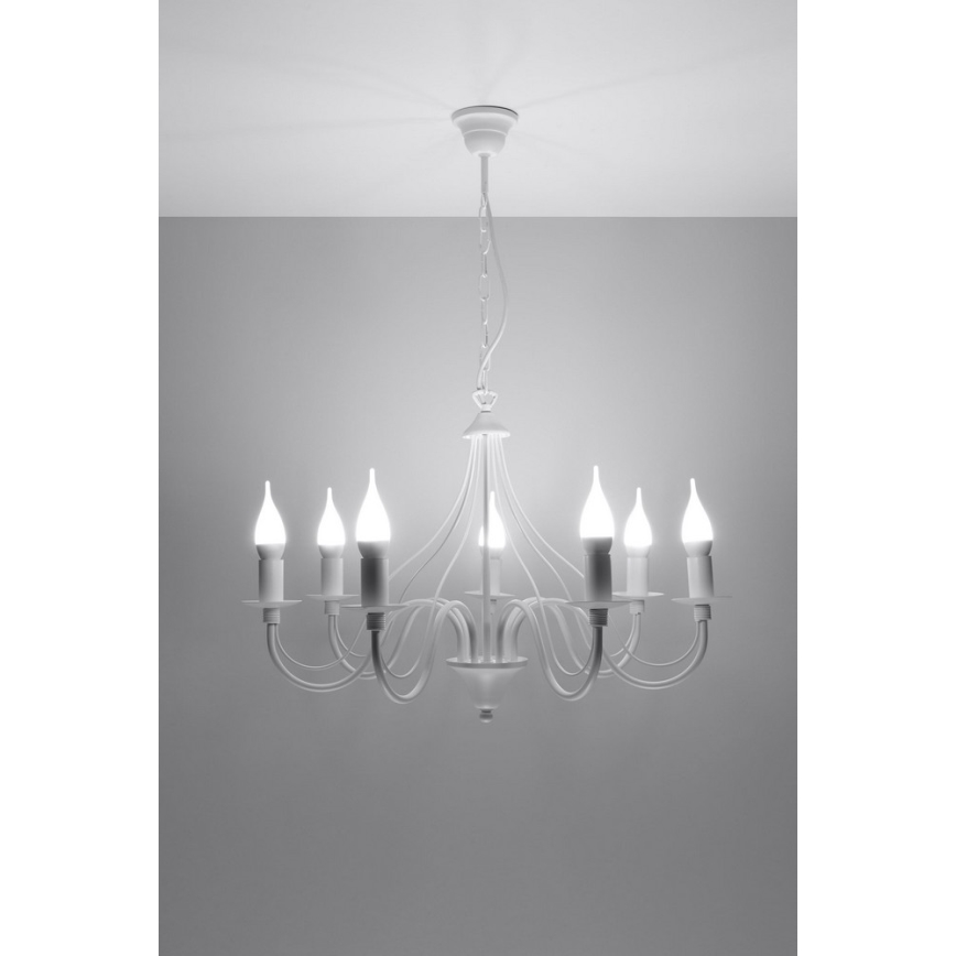 Lustra ar ķēdi MINERWA 7 7xE14/40W/230V balts