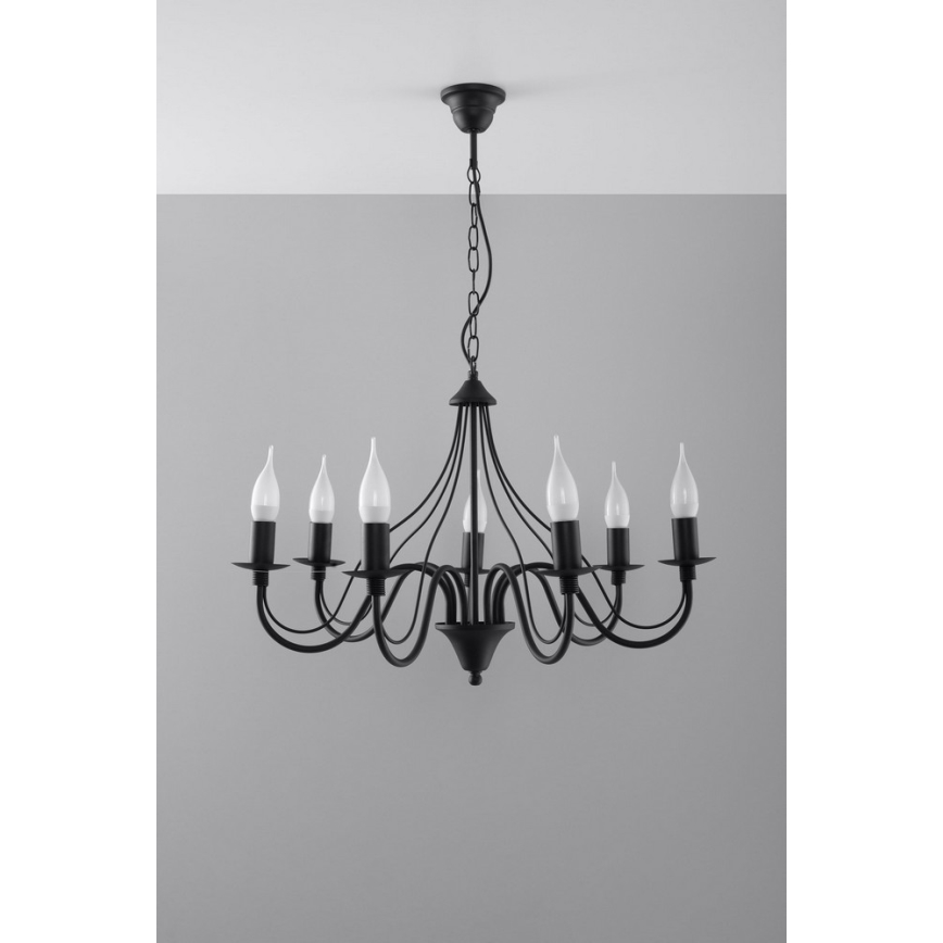 Lustra ar ķēdi MINERWA 7 7xE14/40W/230V melns