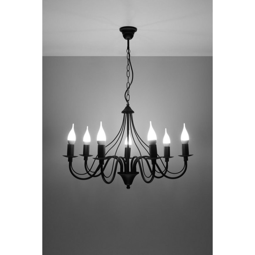 Lustra ar ķēdi MINERWA 7 7xE14/40W/230V melns