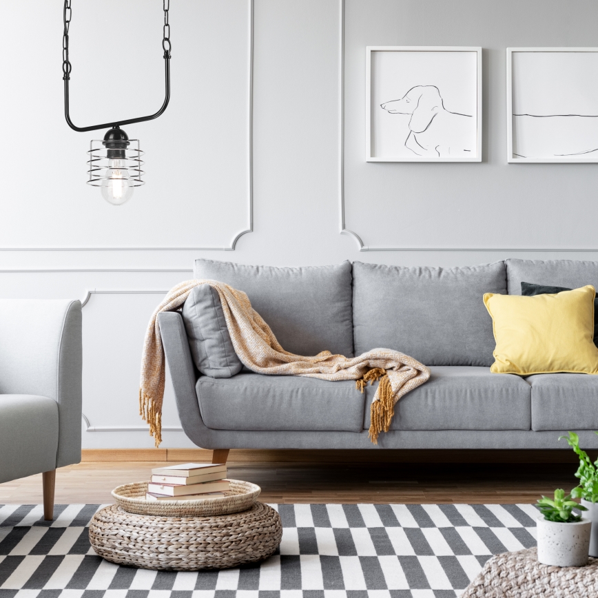 Lustra ar ķēdi MORGAN 1xE27/60W/230V melna/hroma