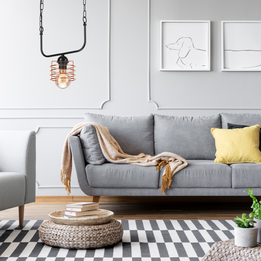 Lustra ar ķēdi MORGAN 1xE27/60W/230V melna/vara