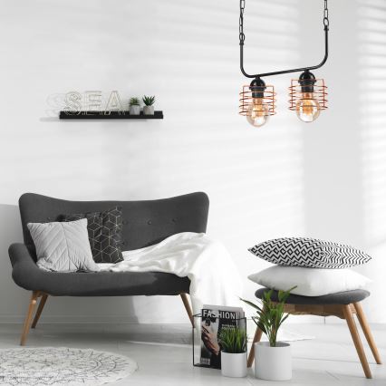 Lustra ar ķēdi MORGAN 2xE27/60W/230V melna/vara
