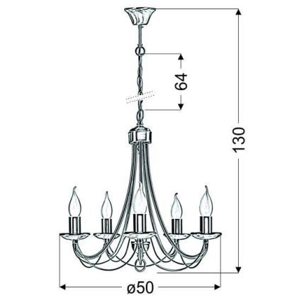 Lustra ar ķēdi MUZA 5xE14/40W/230V