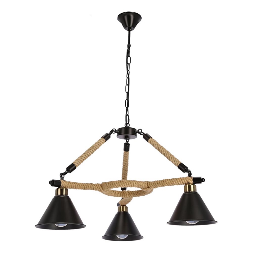 Lustra ar ķēdi NEGRU 3xE27/40W/230V melna/brūna