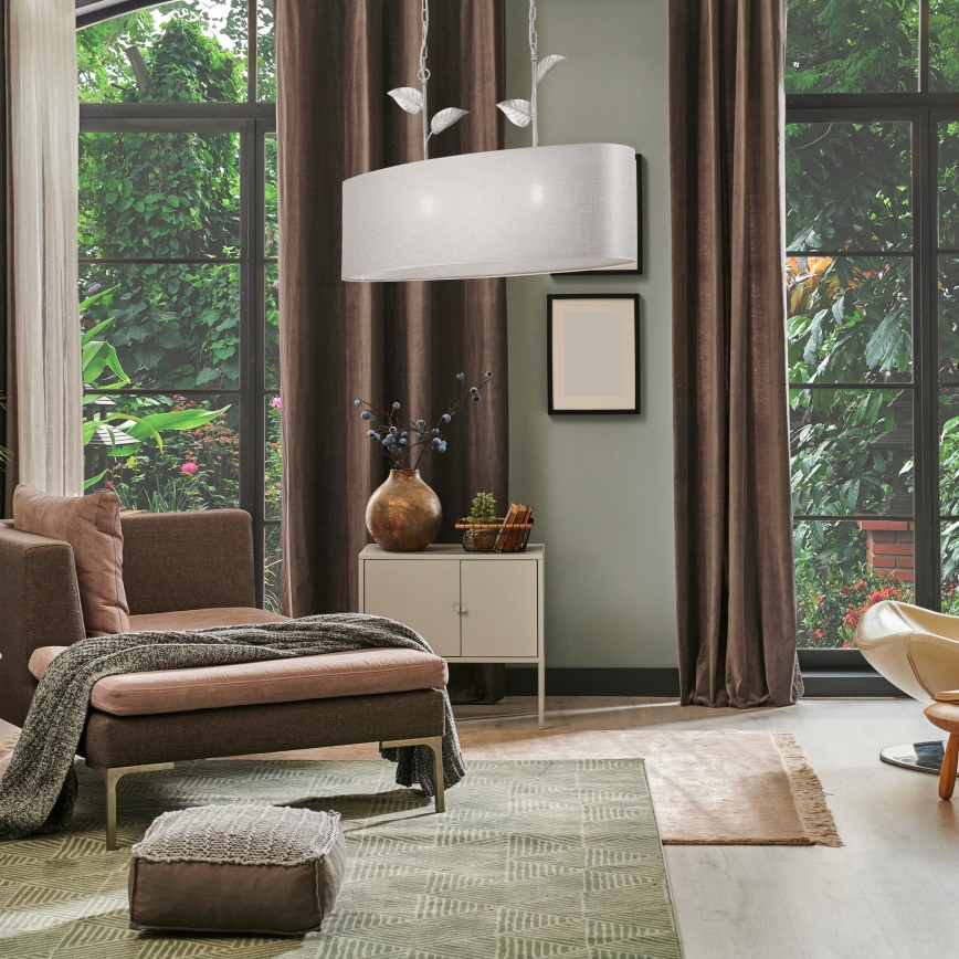 Lustra ar ķēdi NOEMI 2xE27/60W/230V sudraba