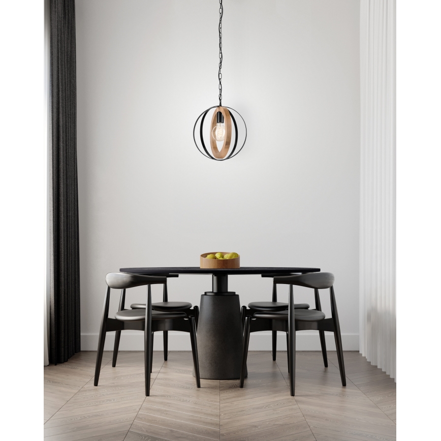 Lustra ar ķēdi ONDA 1xE27/15W/230V melna/ozols