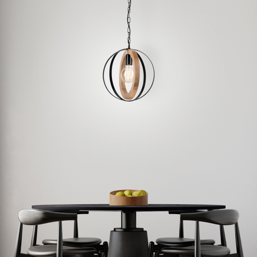 Lustra ar ķēdi ONDA 1xE27/15W/230V melna/ozols