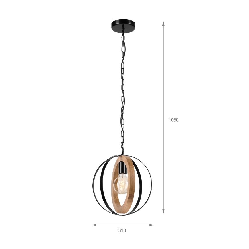 Lustra ar ķēdi ONDA 1xE27/15W/230V melna/ozols