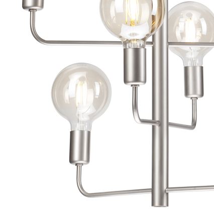 Lustra ar ķēdi ORLANDO 8xE27/60W/230V sudraba