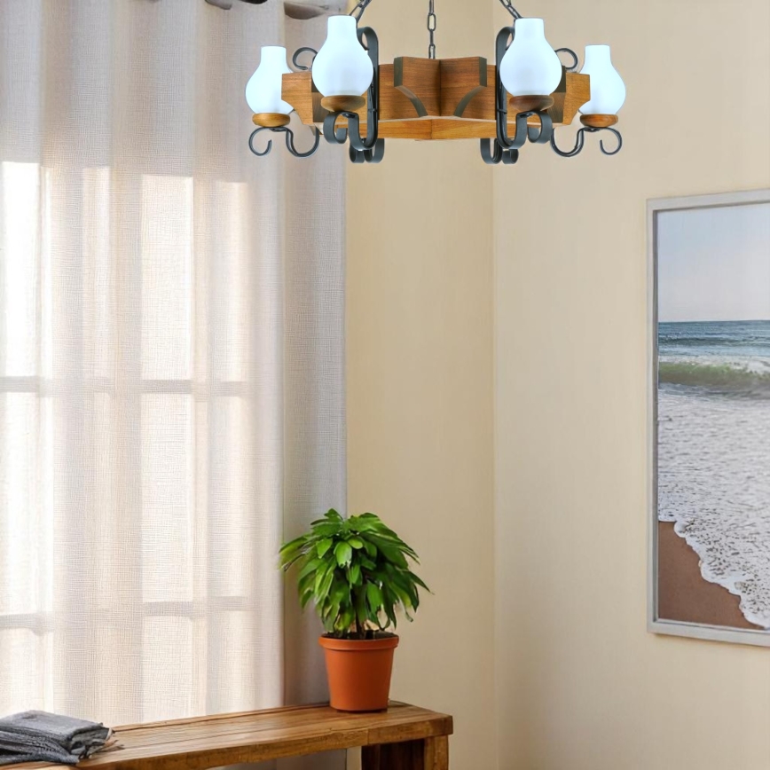 Lustra ar ķēdi QUEEN 6xE14/40W/230V dižskābardis - FSC sertificēts