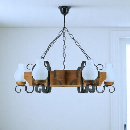 Lustra ar ķēdi QUEEN 6xE14/40W/230V dižskābardis - FSC sertificēts