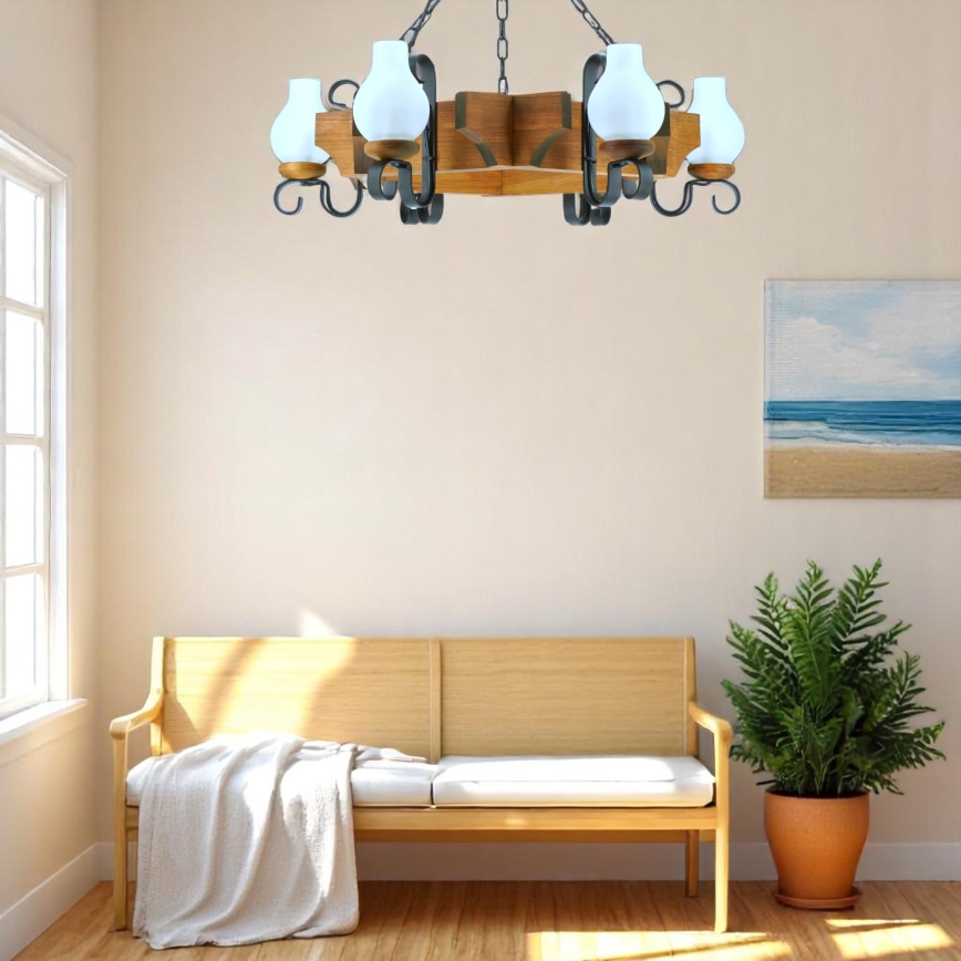 Lustra ar ķēdi QUEEN 6xE14/40W/230V dižskābardis - FSC sertificēts