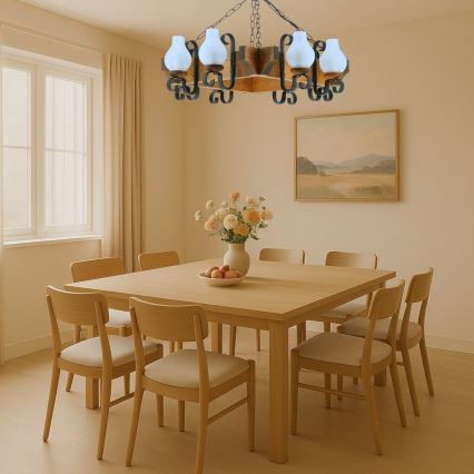 Lustra ar ķēdi QUEEN 8xE14/40W/230V dižskābardis
