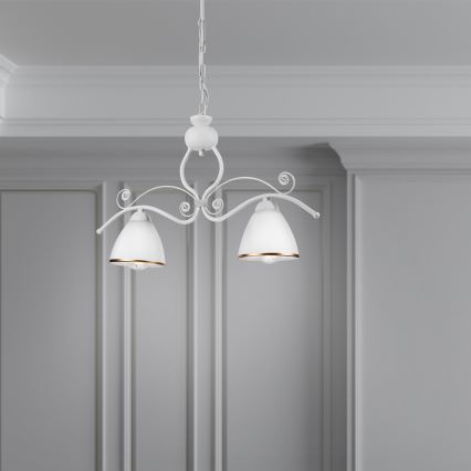 Lustra ar ķēdi RETRO 2xE27/60W/230V matēts balts