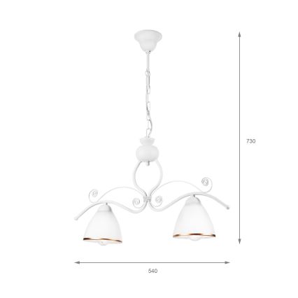 Lustra ar ķēdi RETRO 2xE27/60W/230V matēts balts